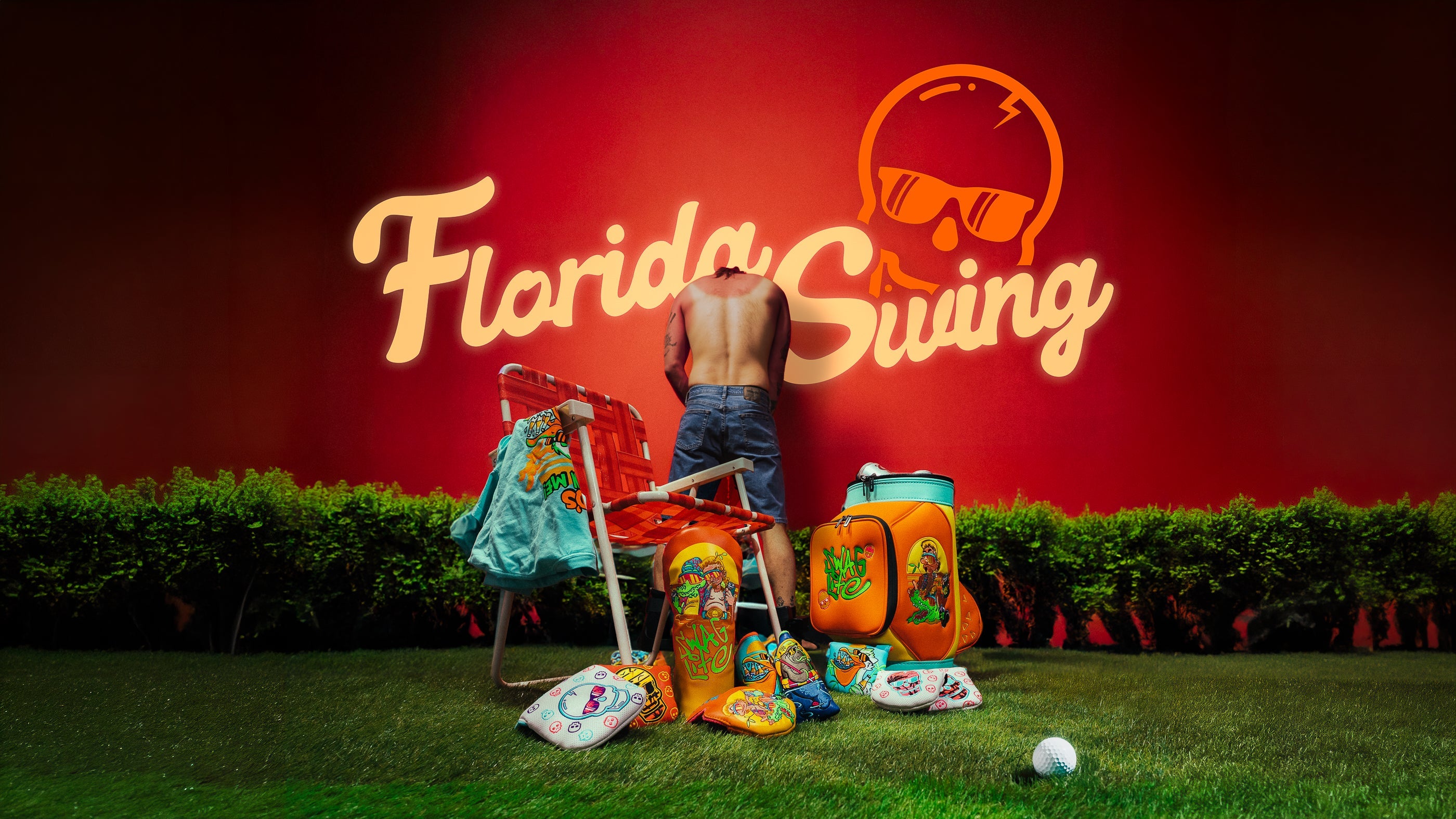 SWAG Golf Florida Swing golf gear collection featuring limited edition headcovers, apparel, and accessories.