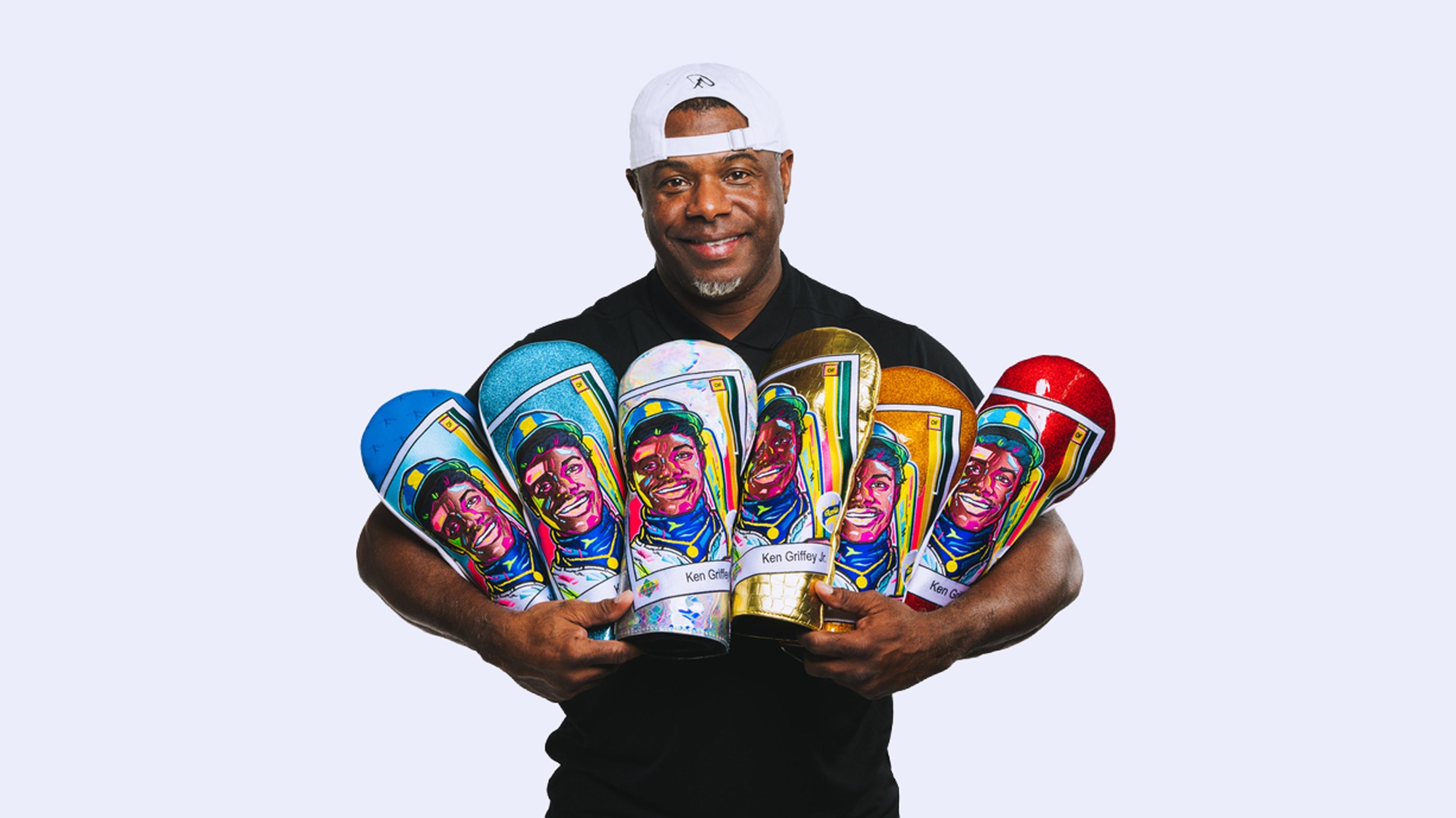 Ken Griffey Jr. x SWAG Golf limited edition headcover collection featuring '90s inspired designs.