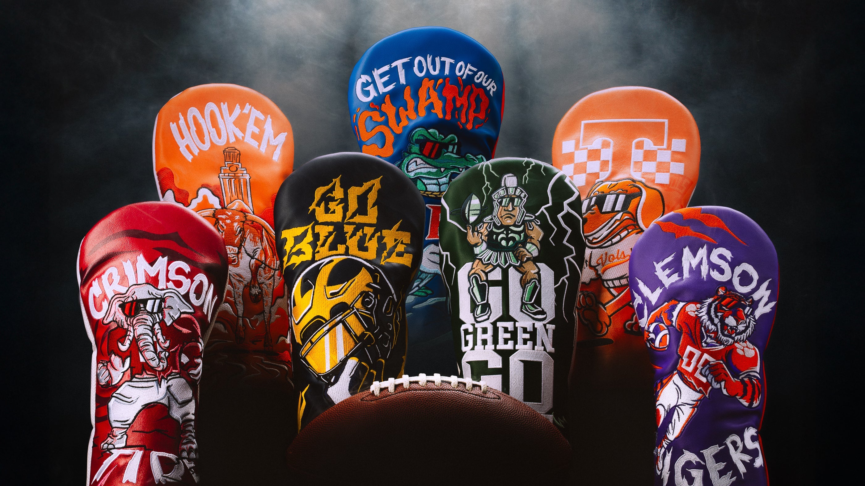 SWAG Golf Collegiate NCAA officially licensed golf headcovers. Rep your school on the course.