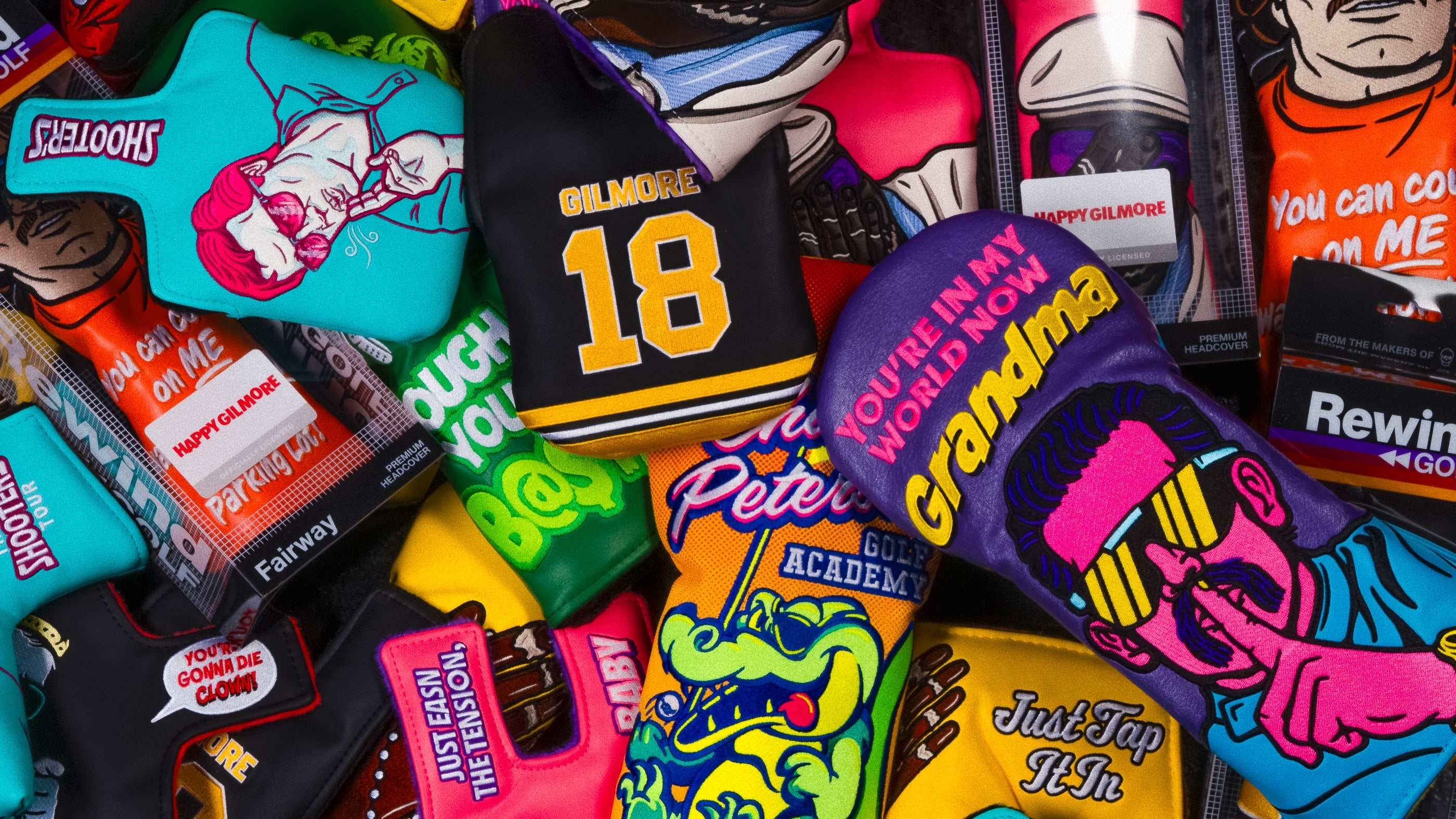 Rewind Golf by SWAG Golf Co. Movie themed officially licensed golf headcovers.