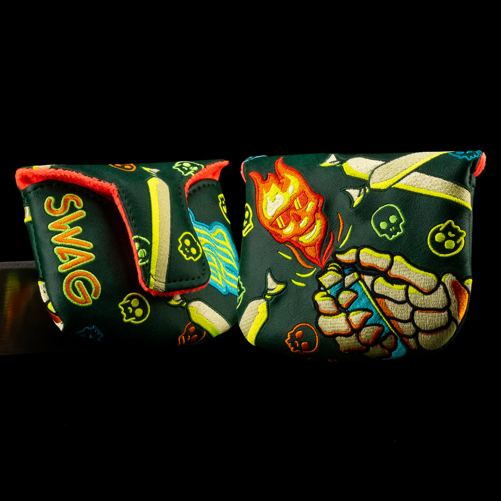 SWAG Golf Light It Up green and orange lighter mallet putter golf headcover.