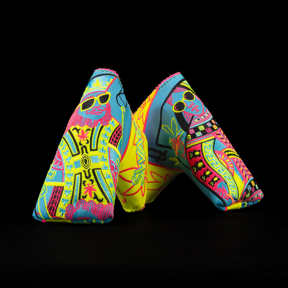 SWAG Golf royal highness pineapple express blade golf headcover set featuring one king and one queen.