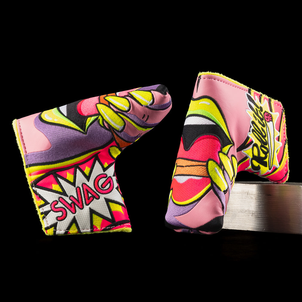 SWAG Golf Swagatha stoner pink and purple blade golf headcover made in the USA.