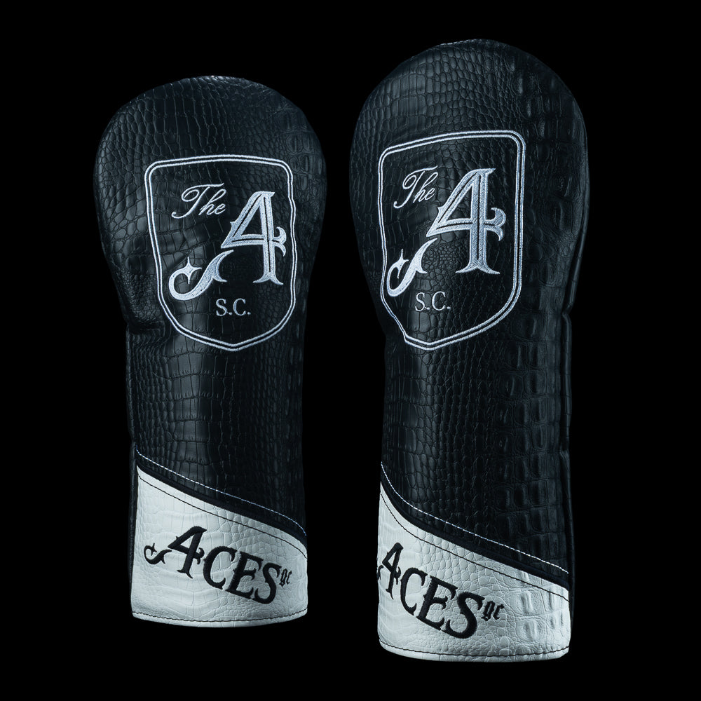 SWAG Golf x 4Aces official social club black and white driver golf headcover.