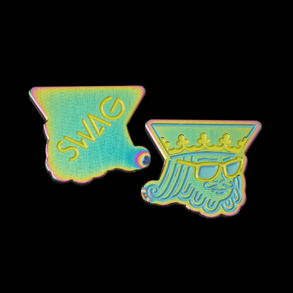 SWAG Golf blue dream king rainbow pvd blue and yellow golf ball marker.