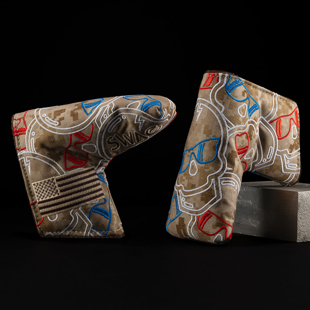 SWAG Golf Handsome Too digi camo stacked USA skulls precision milled limited edition putter.