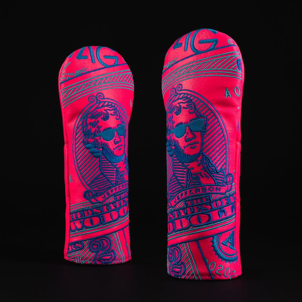 Almighty Jefferson Hybrid Special 2.0 $2 bill pink putter golf club head cover made in the USA.