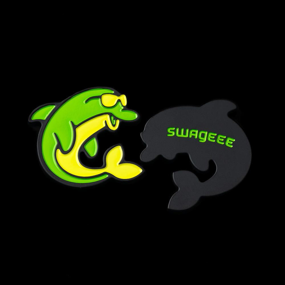 SWAG Golf lemon lime flipper black cerakote stainless steel golf ball marker.