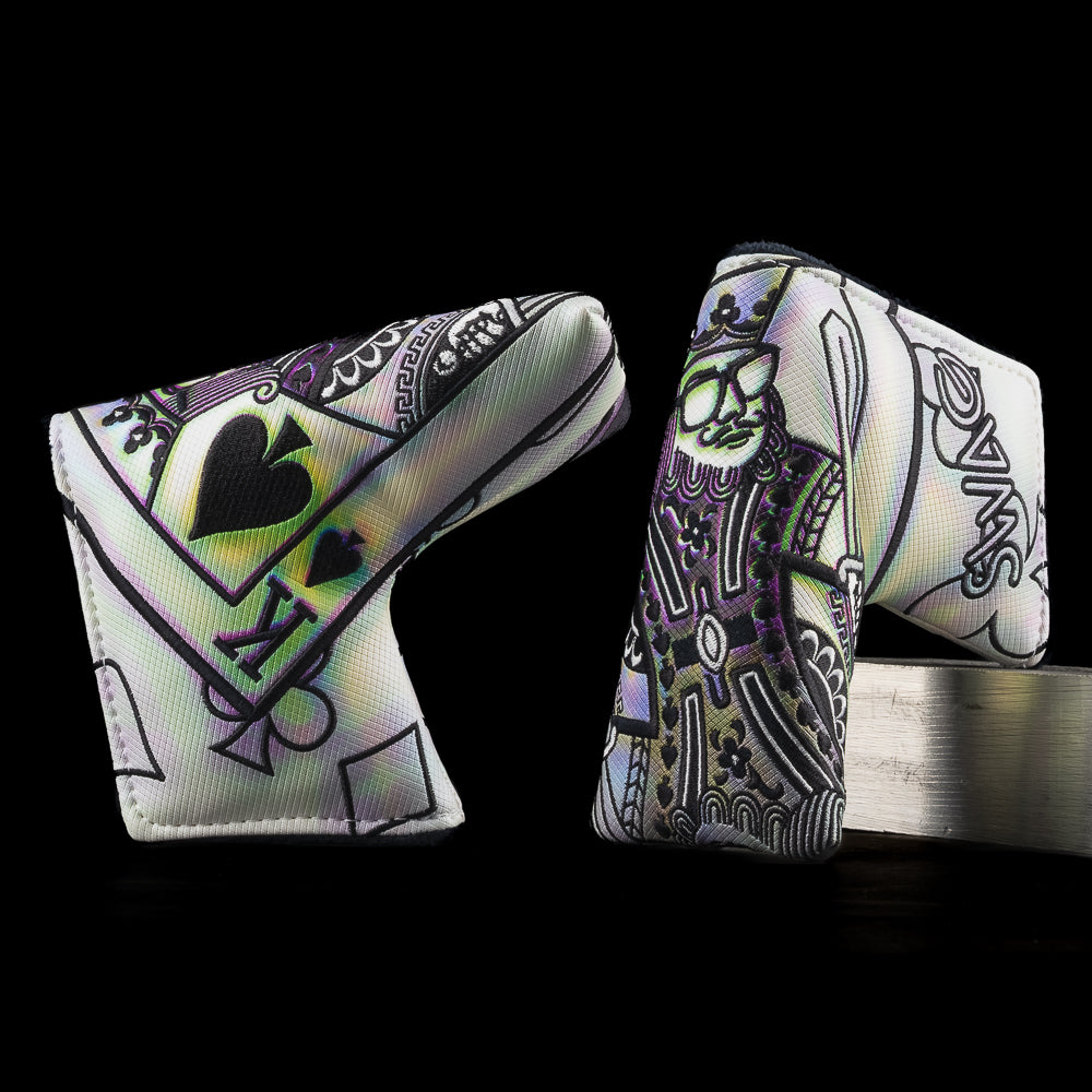 SWAG Golf blurred lines king white and black blade golf headcover.