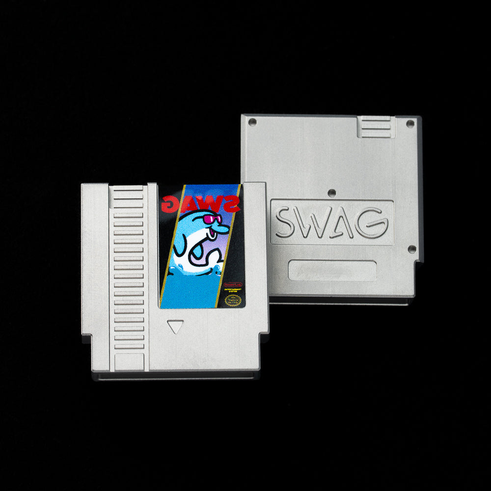 GAWS flipper video game cartridge themed stainless steel golf ball marker.