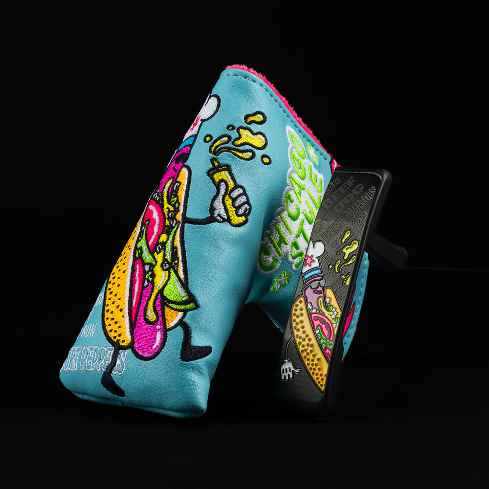 SWAG Golf Funky Neon Chicago Dog rainbow black PVD limited edition stainless steel blade golf putter.