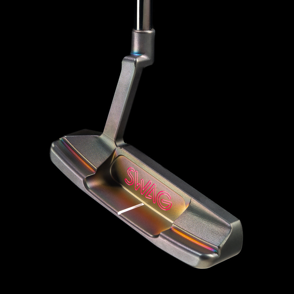 SWAG Golf Funky Neon Chicago Dog rainbow black PVD limited edition stainless steel blade golf putter.