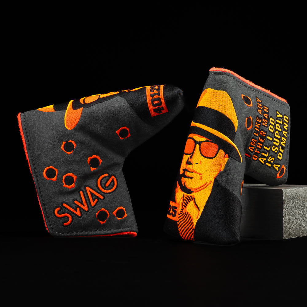 SWAG Golf neon Capone Mugshot black and neon orange Chicago mob boss themed blade golf headcover.