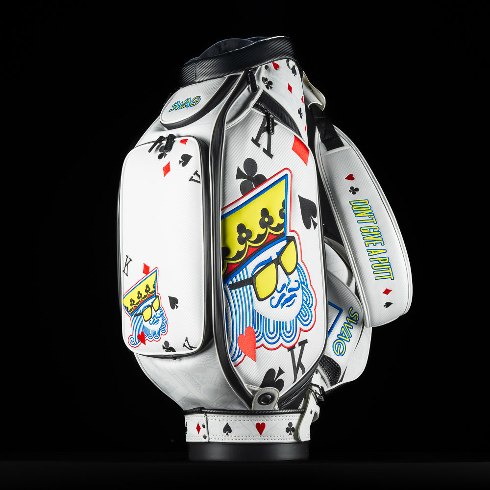 SWAG Golf poker king white and black card suite themed golf staff bag accessory.
