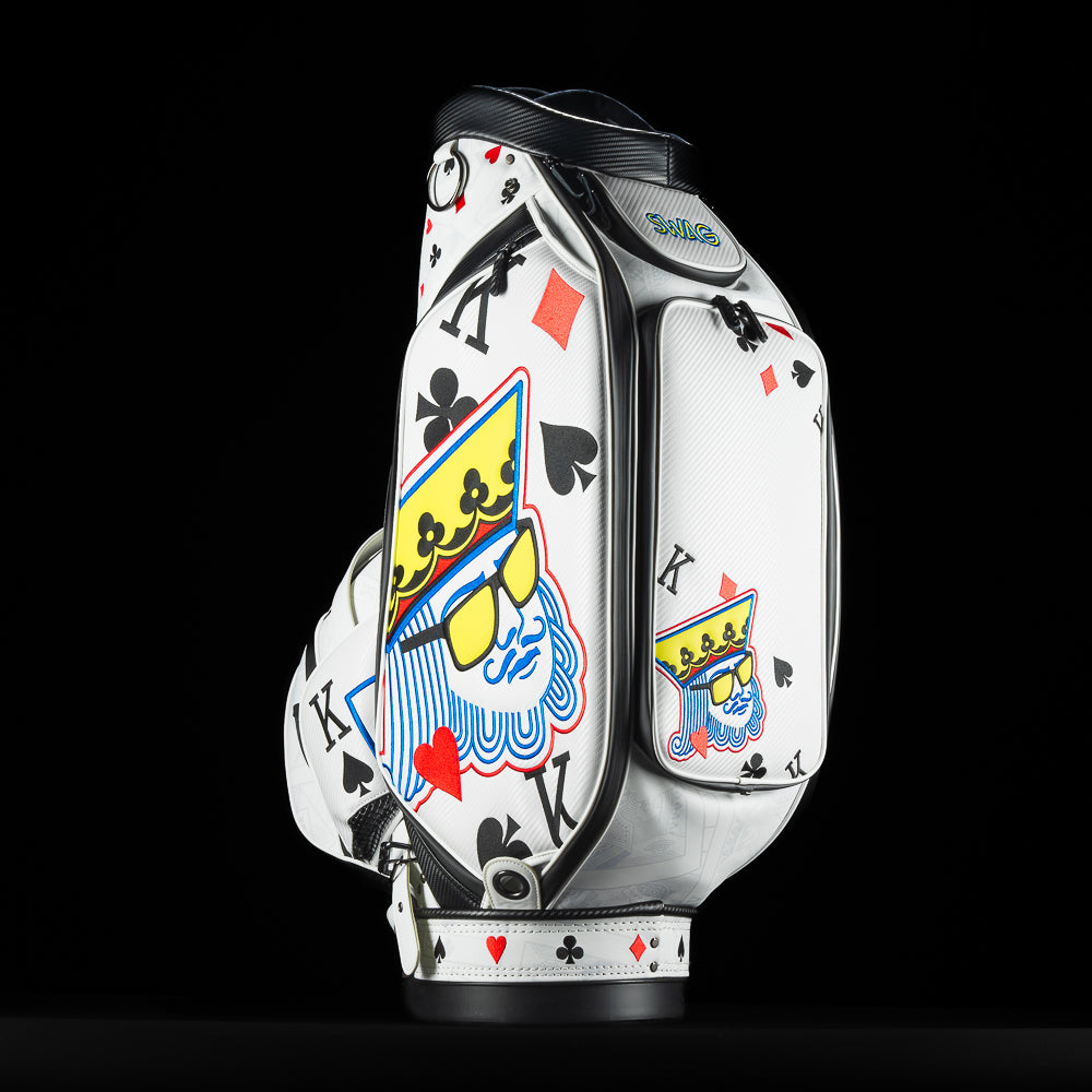 SWAG Golf poker king white and black card suite themed golf staff bag accessory.