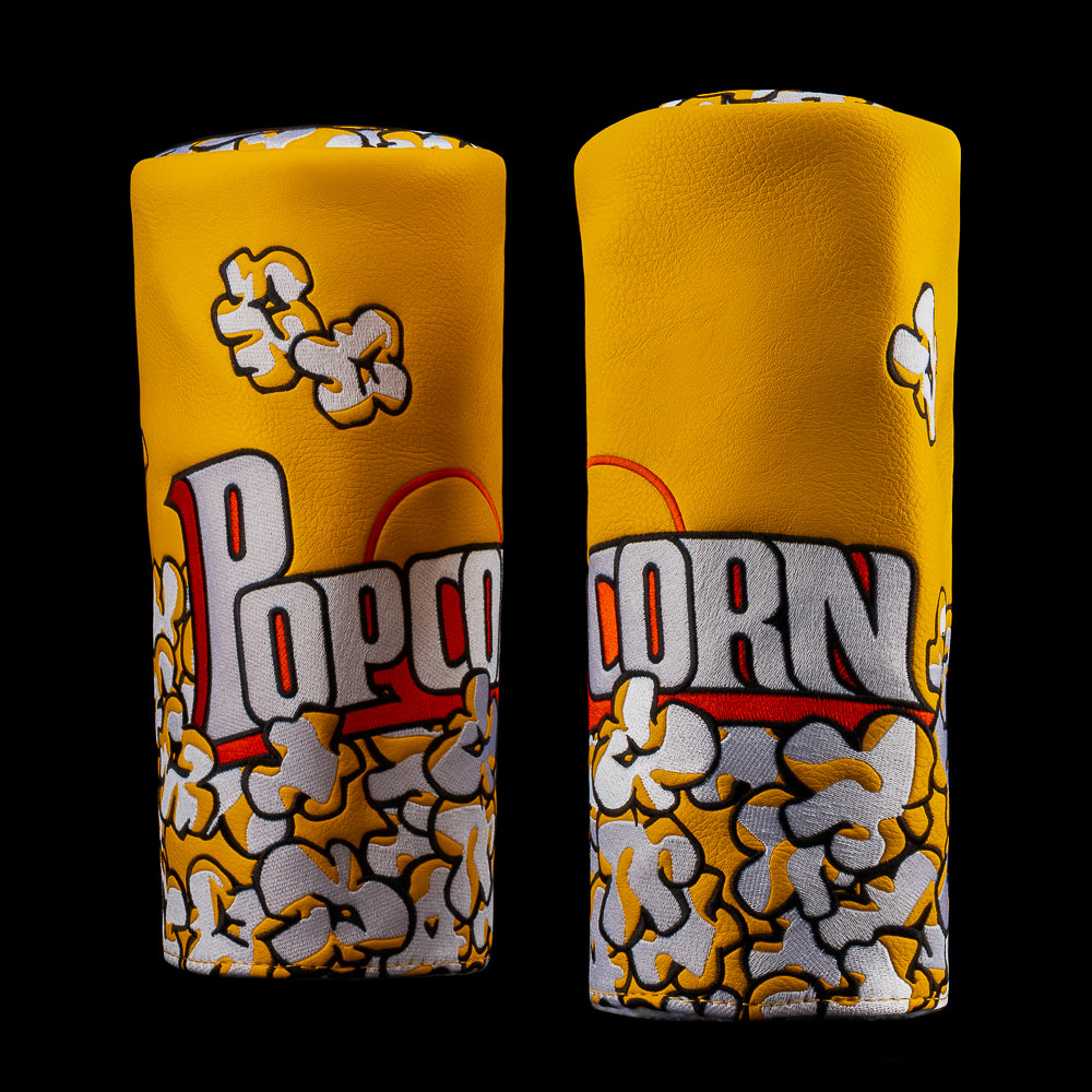 SWAG Golf yellow popcorn bucket themed driver golf barrel headcover.