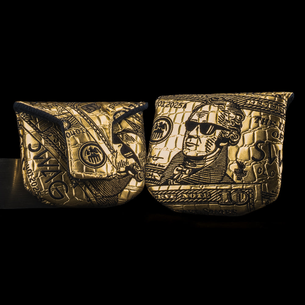 SWAG Golf gold faux gator Alexander Hamilton limited edition mallet golf headcover.