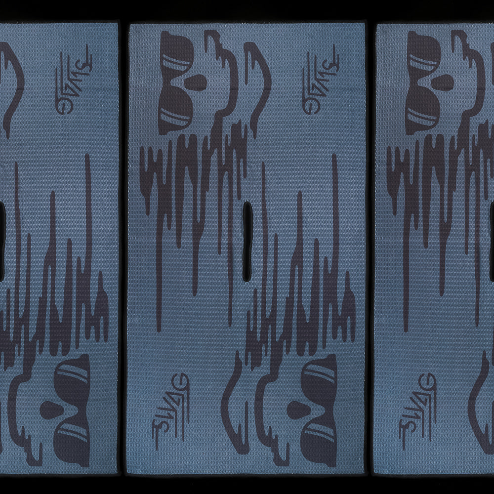 SWAG Golf Dripping Skull towel with melting skull graphic and drip pattern on grey microfiber golf towel.