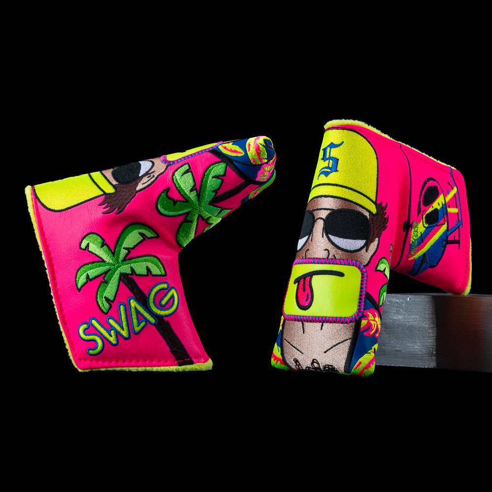 P.I. Silly Face Classic blade headcover with pink background and detective character graphic.