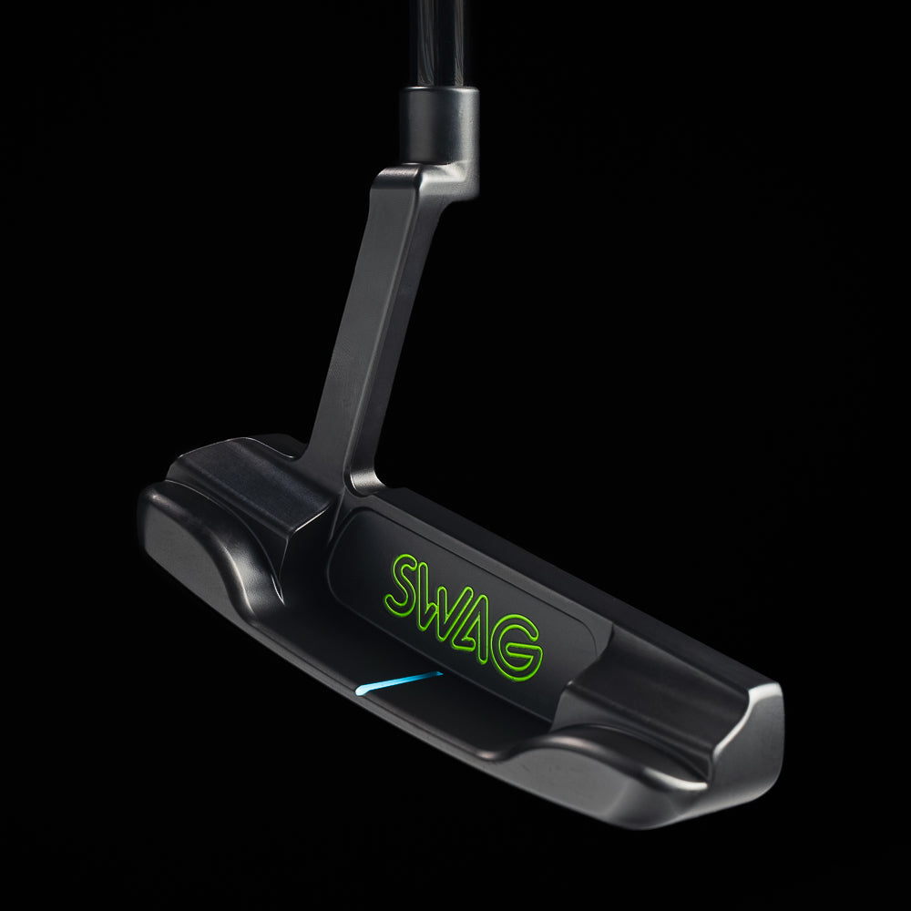 SWAG Golf stacked shades limited edition blade golf putter with multi-colored sunglasses design and black cerakote finish.