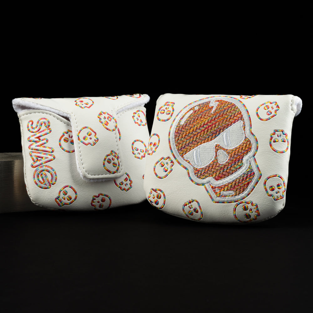 Swag Golf white and herringbone fabric mallet putter golf headcover made in the USA.