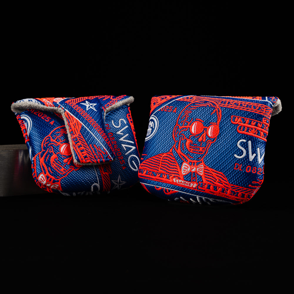 SWAG Golf $25M Dollar Bill Lance blue and red mallet golf headcover.