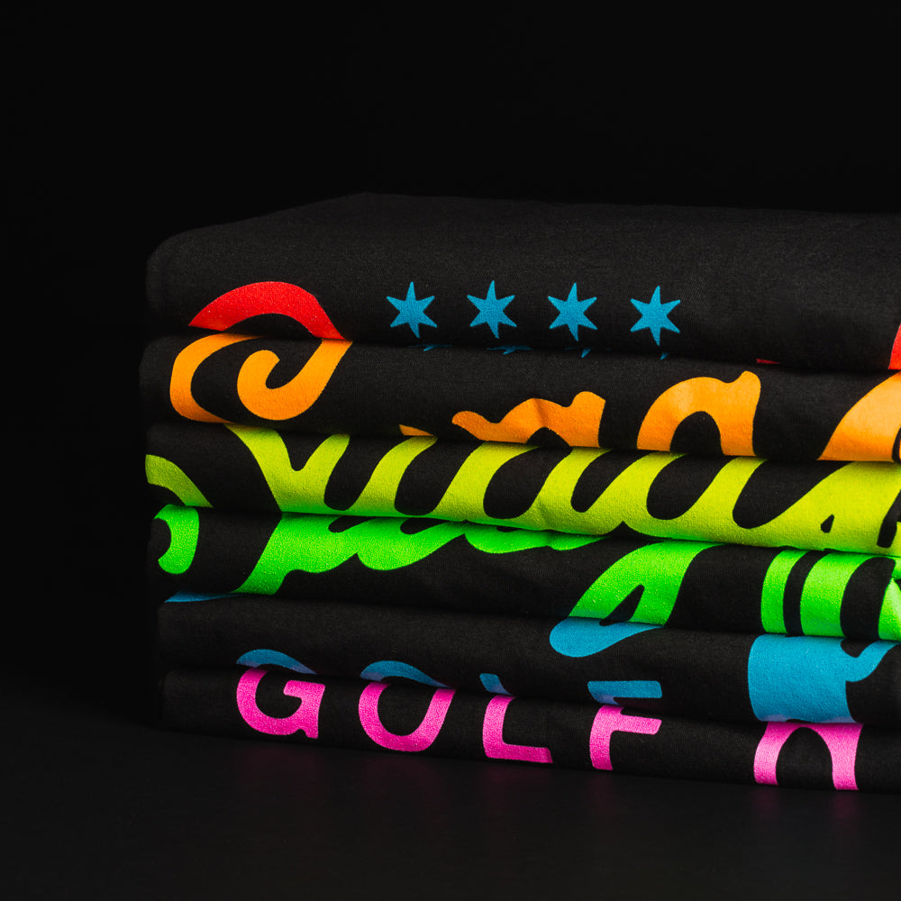 Swag Golf Co Putter screen-printed black men's graphic short sleeve golf t-shirt.