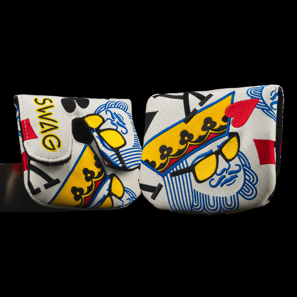 SWAG Golf Poker King white, yellow and red XL center shaft mallet putter golf headcover.