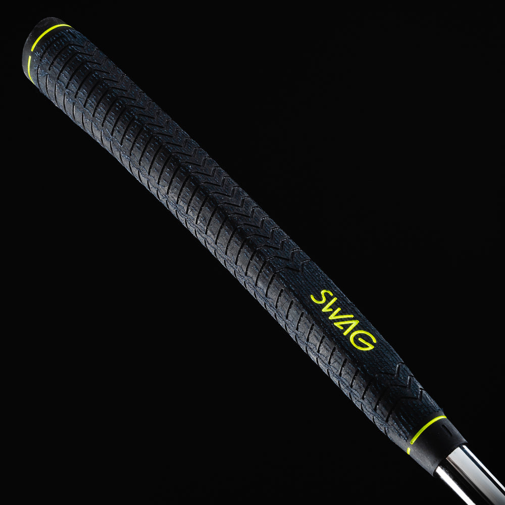 Chicago style hot dog themed Handsome One left-handed stainless steel blade golf putter made in the USA.