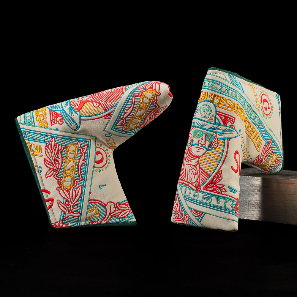 SWAG Golf Gringo George Washington yellow, red, and blue cinco de mayo blade golf headcover.