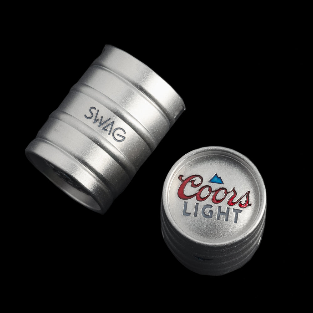 Coors Light x SWAG Golf mini beer keg ball marker accessory.