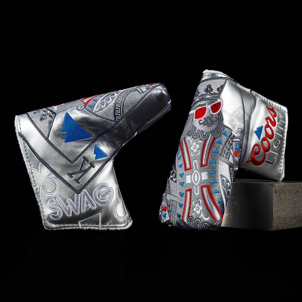 Coors Light King blade putter cover with silver crown and bold design.