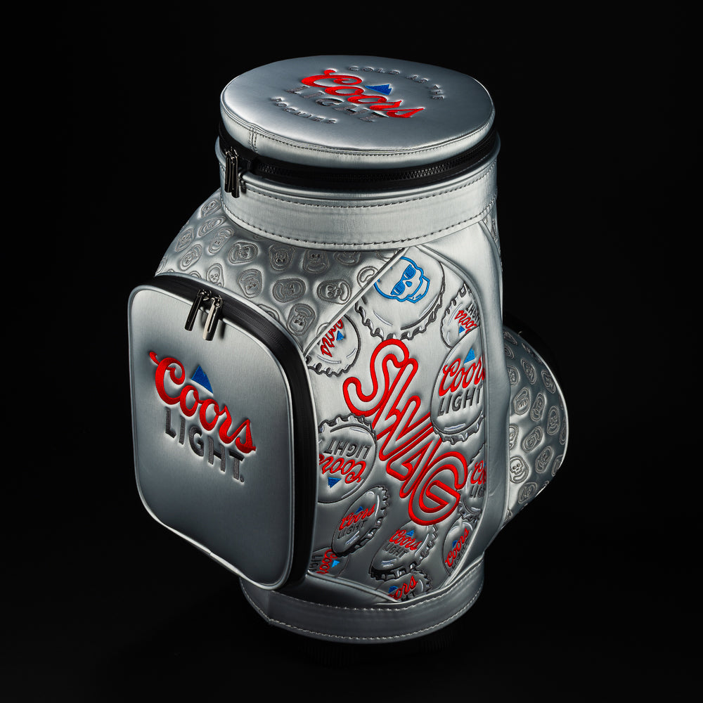 SWAG Golf X Coors Light den caddy cooler with bottle cap & SWAG design.