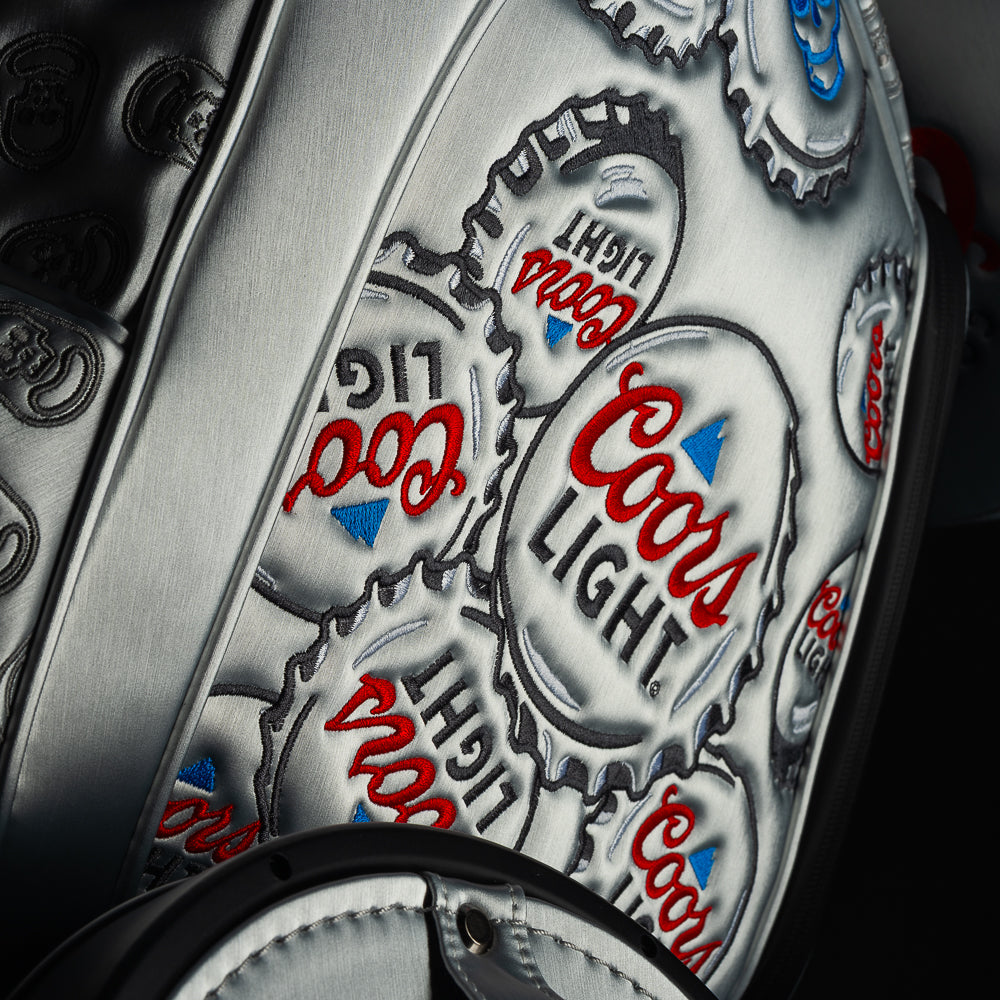 SWAG Golf X Coors Light den caddy cooler with bottle cap & SWAG design.