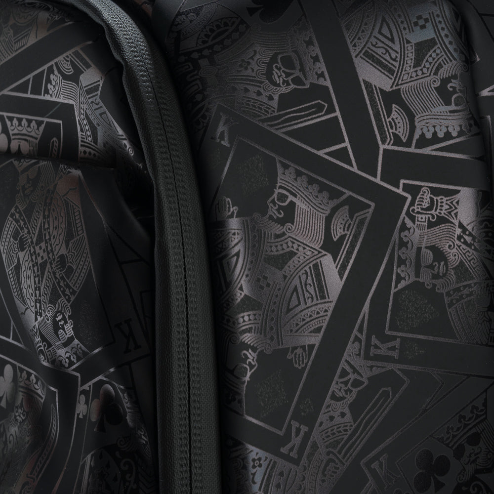 SWAG Golf black backpack with 'SWAG' text and Poker King purple and gold details.