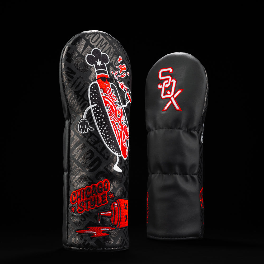 Chicago White Sox Chicago Dog black, white and red fairway golf head cover made in the USA.