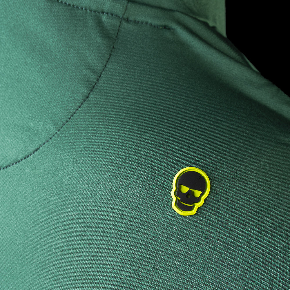 Close-up of the SWAG skull logo detail on the Chicago Cubs 1:20 Clock Player Hoodie.