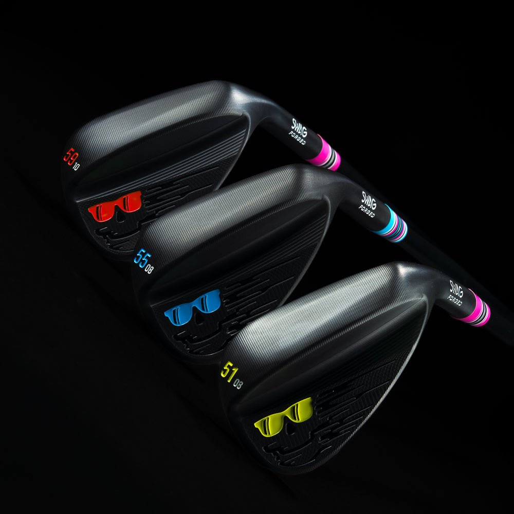 SWAG Golf 3-piece golf wedge set made with black carbon steel forged in the USA.