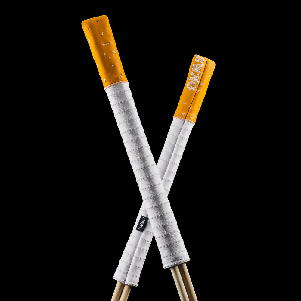 Cigarette style alignment stick cover with SWAG logo and rolled-paper design.