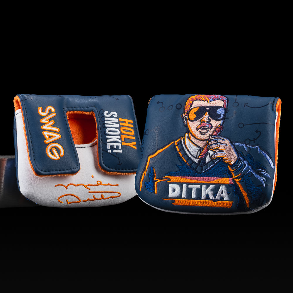 SWAG Golf x Mike Ditka Holy Smokes Chicago Bears football themed center shaft mallet golf headcover.