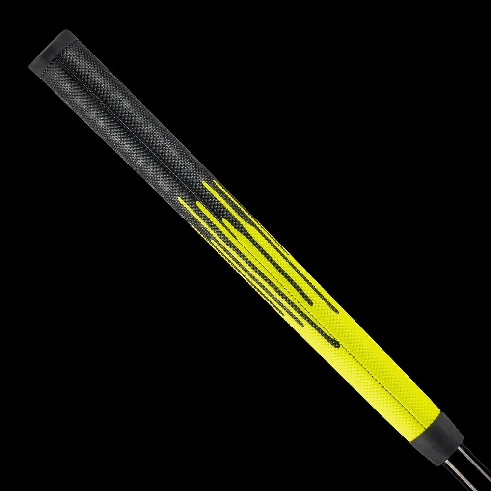 SWAG Golf black and neon yellow dripping design midsize putter grip.