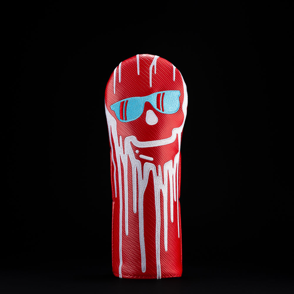 SWAG Golf red and white dripping skull fairway wood golf headcover made in the USA.