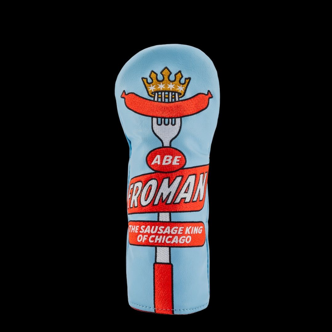 Rewind Golf x Ferris Bueller's Day Off officially licensed Abe Froman Sausage King of Chicago blue and red fairway wood golf headcover.