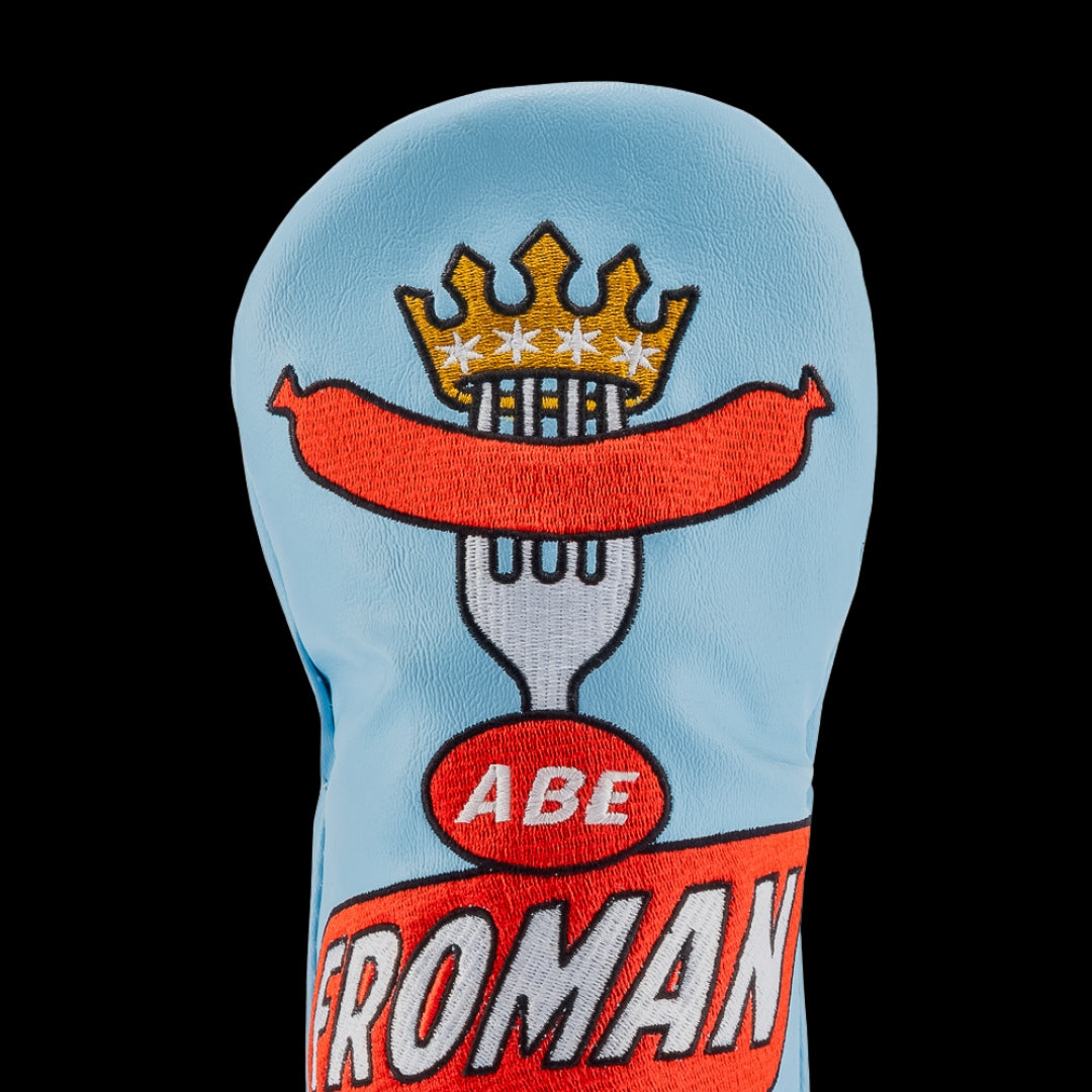 Rewind Golf x Ferris Bueller's Day Off officially licensed Abe Froman Sausage King of Chicago blue and red fairway wood golf headcover.