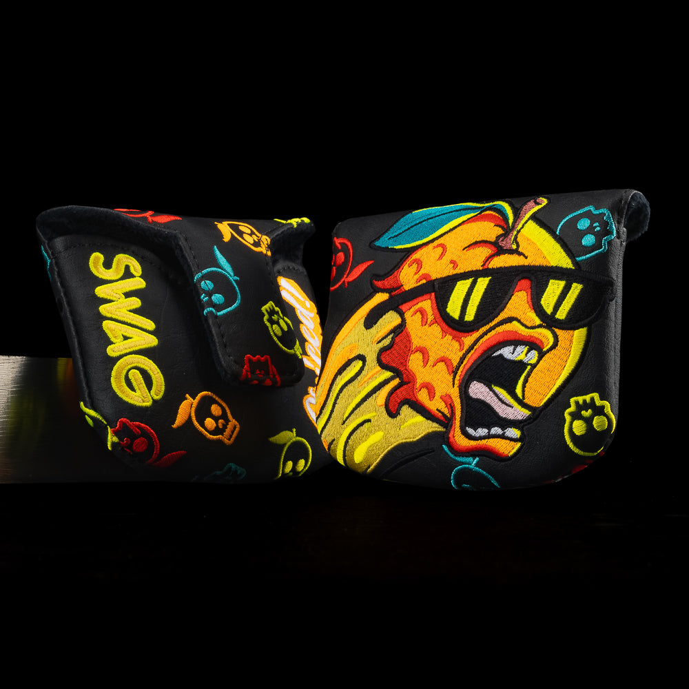 SWAG Golf Juiced black and orange citrus fruit themed mallet putter golf headcover.