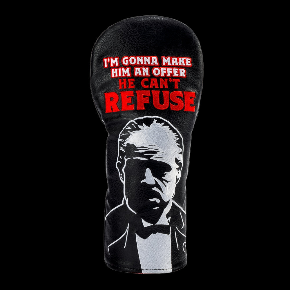 Rewind Golf x The Godfather officially licensed Offer He Can't Refuse movie themed black driver golf headcover.