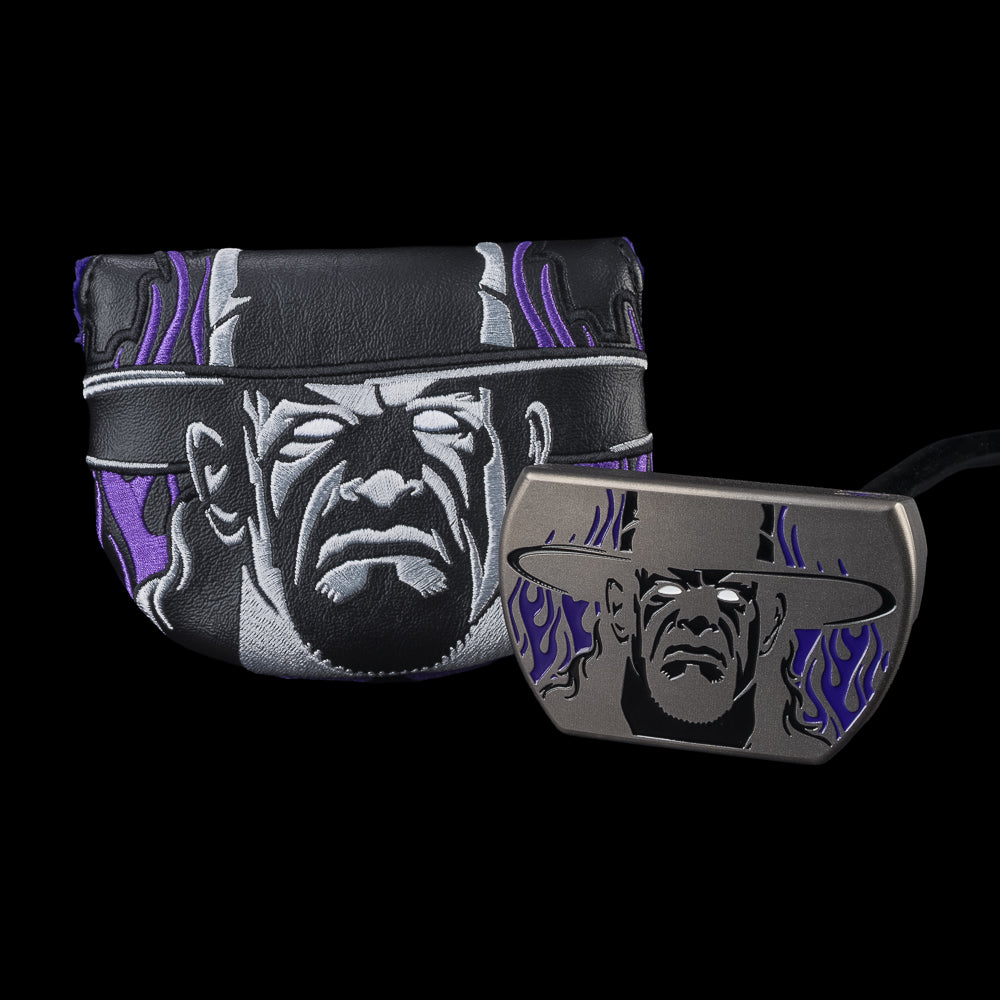 WWE The Undertaker The Boss 2.0 limited edition officially licensed golf putter with a black oxide finish and purple handpainted details.