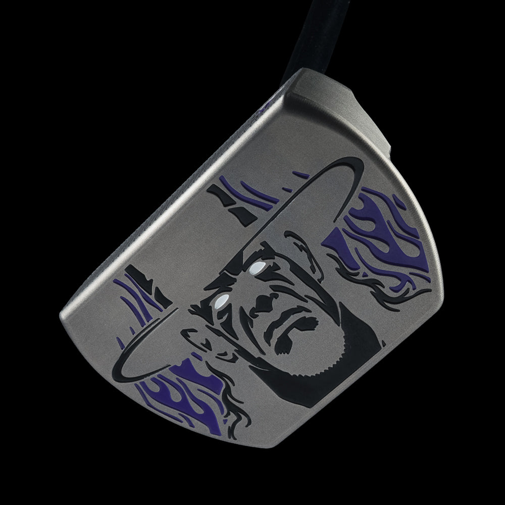 WWE The Undertaker The Boss 2.0 limited edition officially licensed golf putter with a black oxide finish and purple handpainted details.