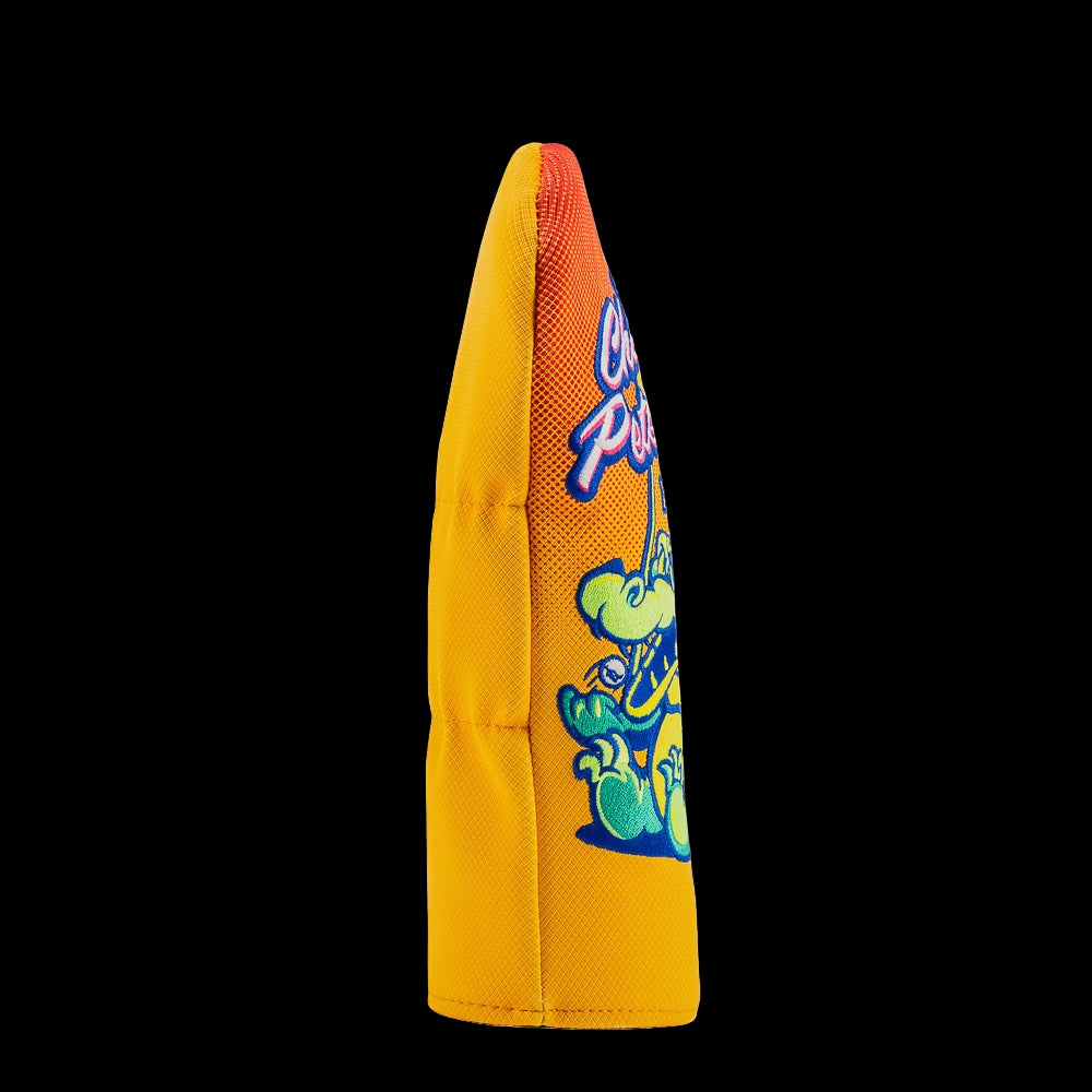 Rewind Golf x Happy Gilmore officially licensed Chubbs Peterson Golf Academy movie themed yellow and orange fairway wood golf headcover.