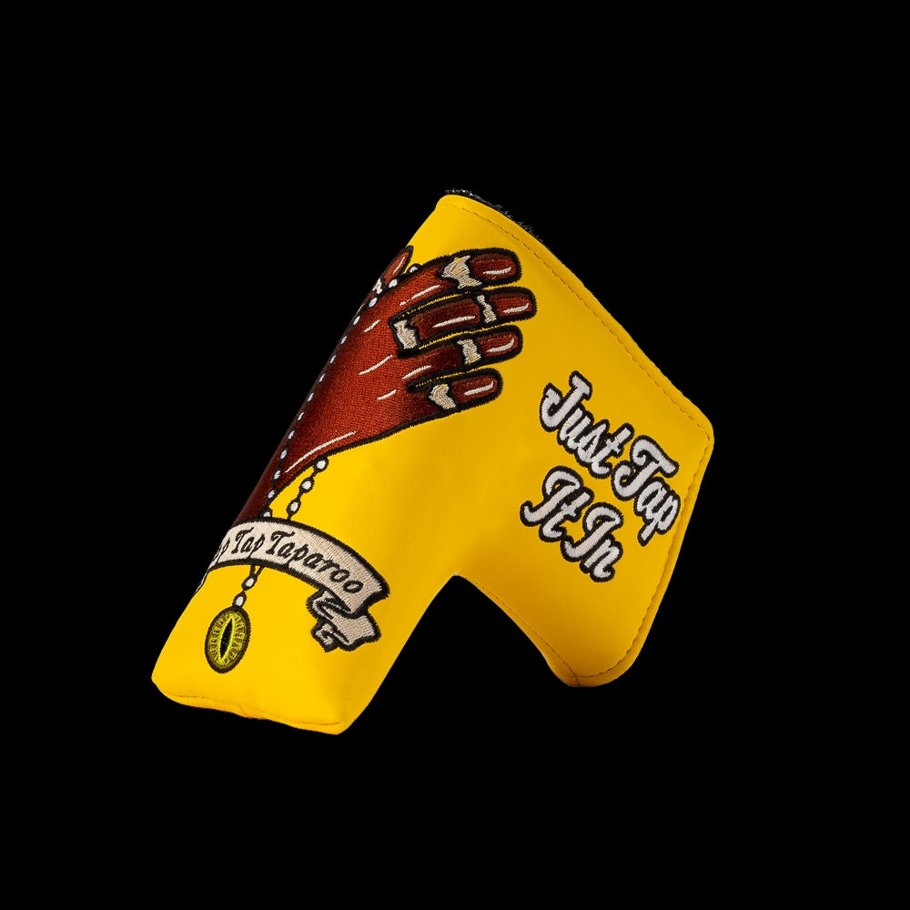Rewind Golf x Happy Gilmore officially licensed Tap, Tap, Taparoo movie themed yellow blade golf headcover.